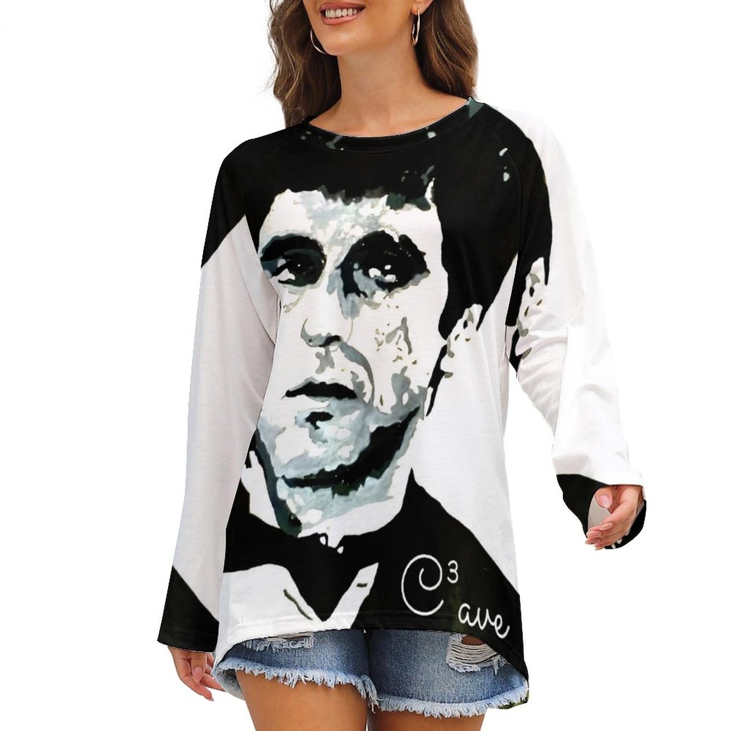 C3 Cave Al Pacino painting Women's relaxed t-shirt dress