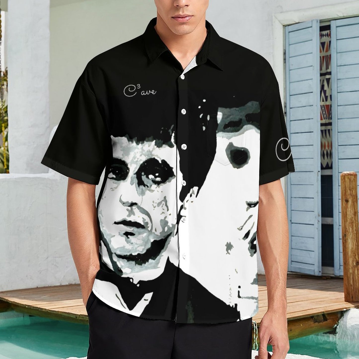 C3 Cave Al Pacino painting printed on Men's Short Sleeve Shirt with Pocket