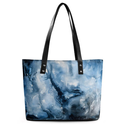 C3 Cave women's leather Tote Bag - Watercolour storm print