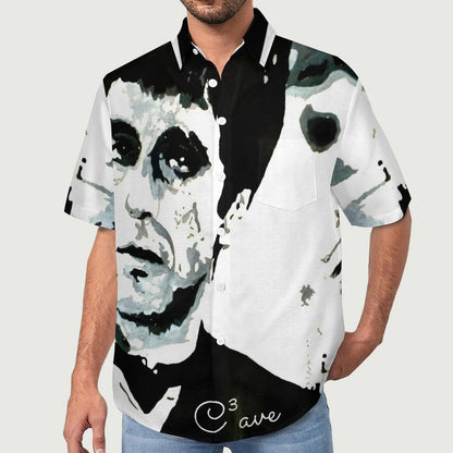 C3 Cave Slubbed Fabric Short Sleeve Shirt with Pocket for men