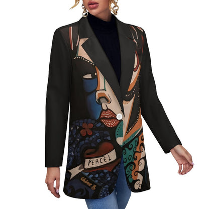 C3 Cave Women's Casual statement Blazer - Peace in NI print