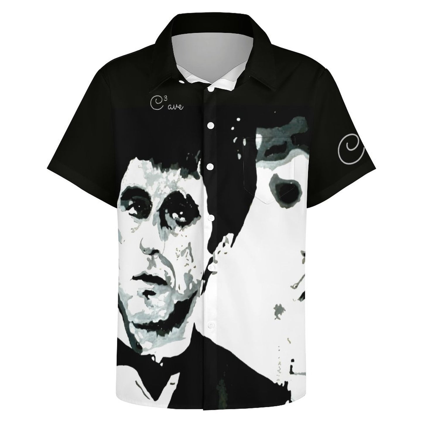 C3 Cave Al Pacino painting printed on Men's Short Sleeve Shirt with Pocket