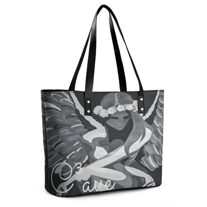 C3 Cave women's leather Tote Bag - concrete angel print