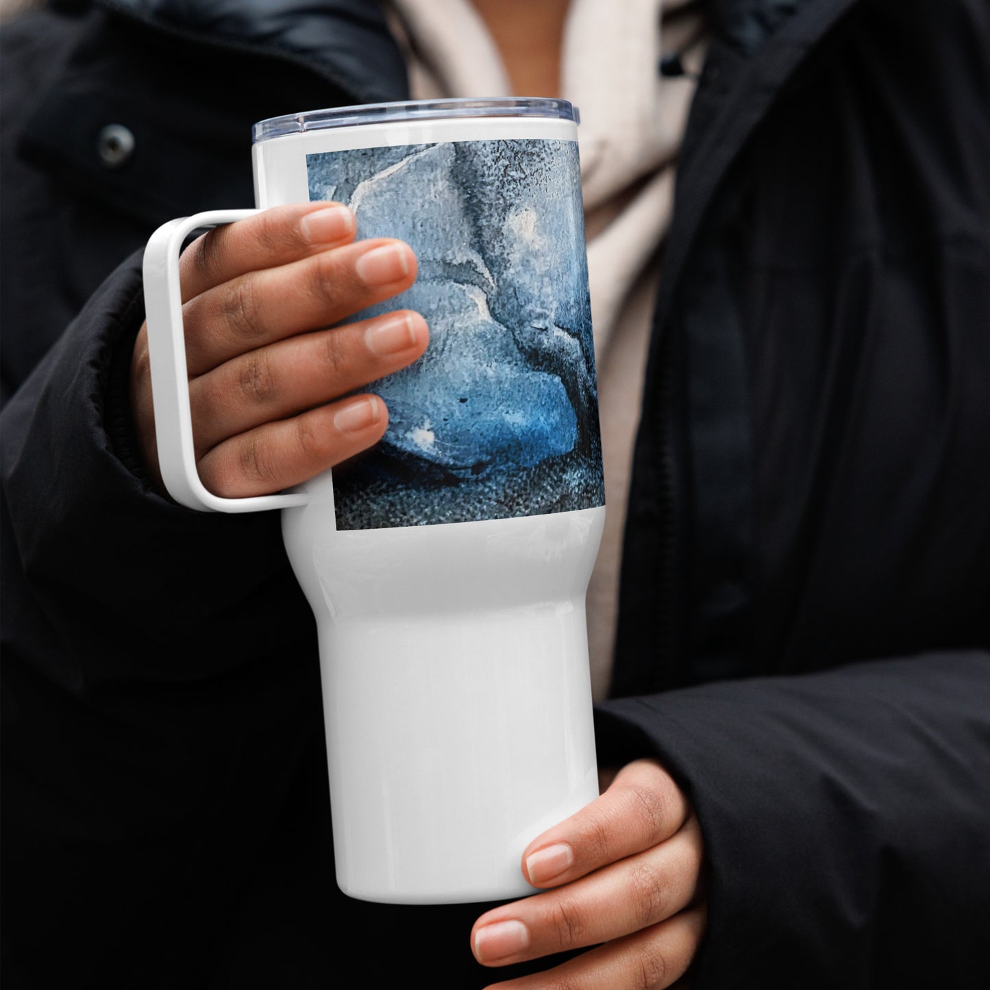 Travel mug with a handle - watercolor