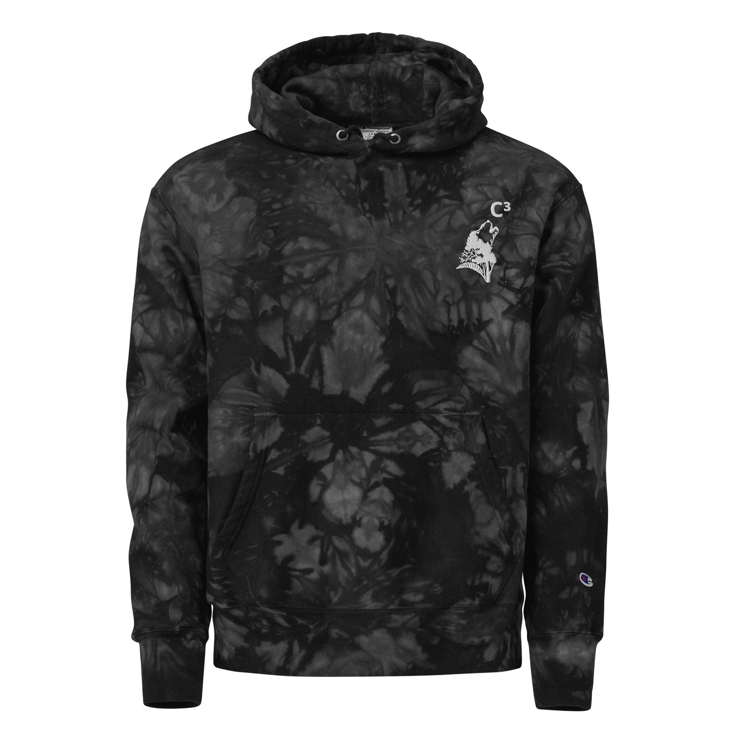 Unisex Champion tie-dye hoodie (C3 - Cubed embroidery and wolf embroidery)