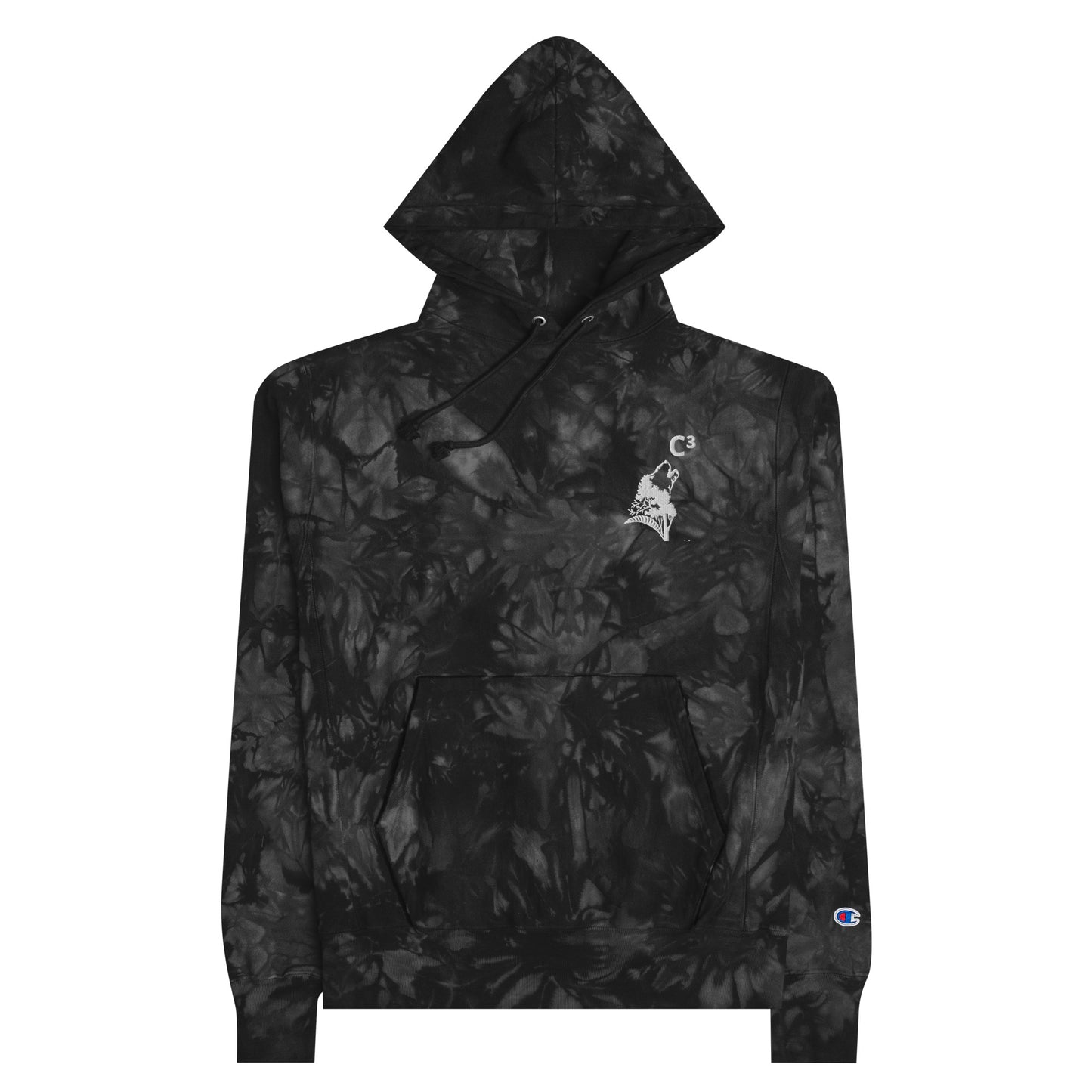 Unisex Champion tie-dye hoodie (C3 - Cubed embroidery and wolf embroidery)