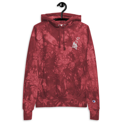 Unisex Champion tie-dye hoodie (C3 - Cubed embroidery and wolf embroidery)