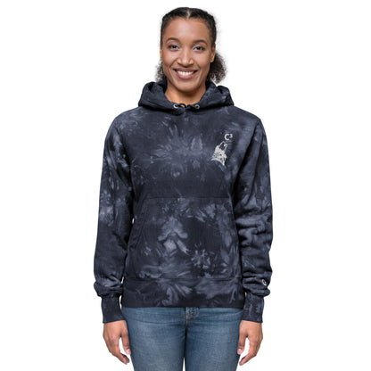 Unisex Champion tie-dye hoodie (C3 - Cubed embroidery and wolf embroidery)