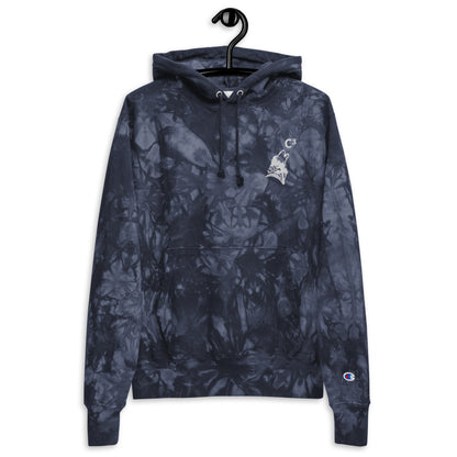 Unisex Champion tie-dye hoodie (C3 - Cubed embroidery and wolf embroidery)