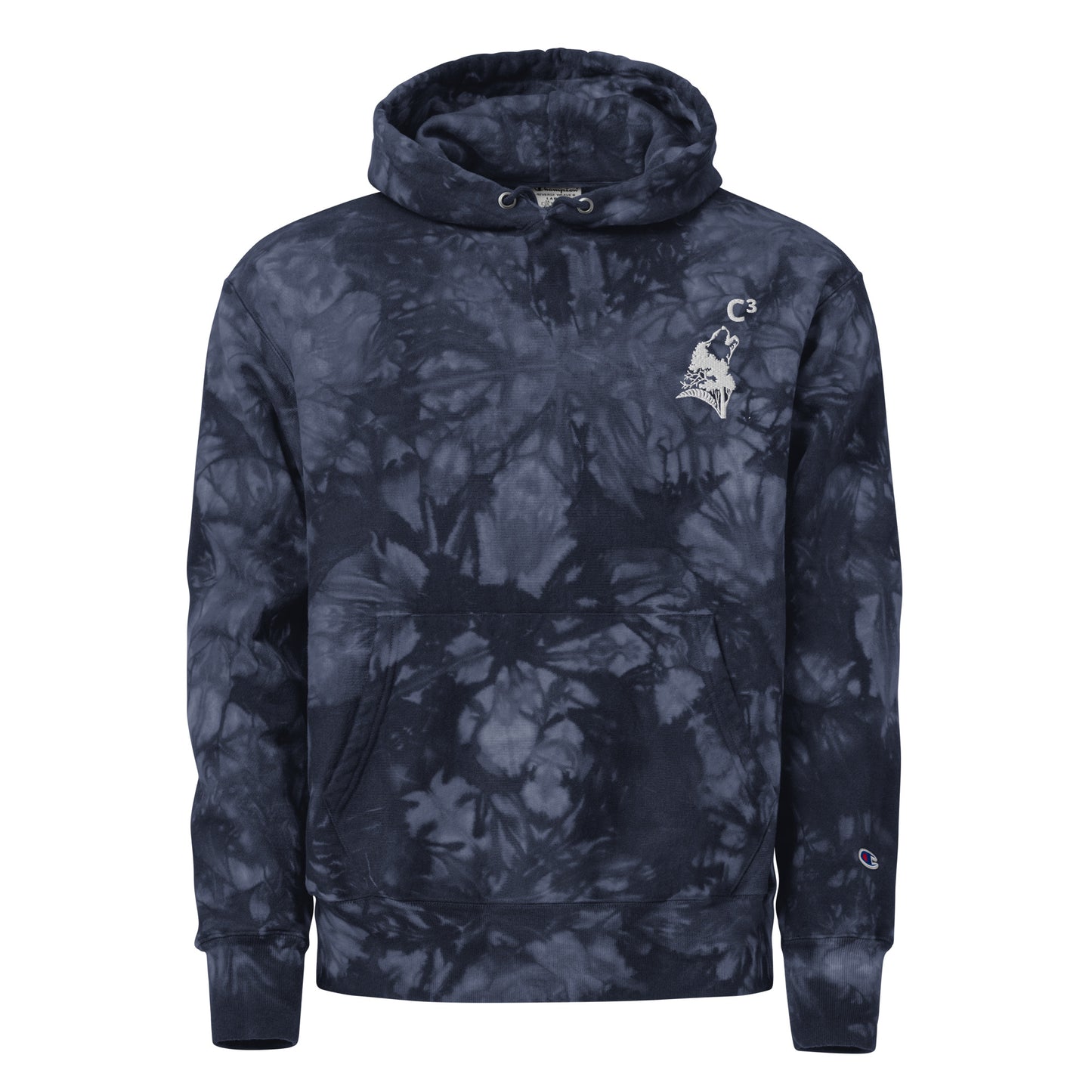 Unisex Champion tie-dye hoodie (C3 - Cubed embroidery and wolf embroidery)