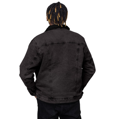 Unisex denim thick winter sherpa jacket (C³ and wolf embroidery )