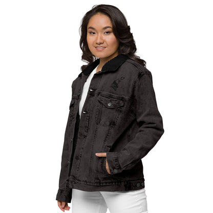 Unisex denim thick winter sherpa jacket (C³ and wolf embroidery )