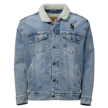 Unisex denim thick winter sherpa jacket (C³ and wolf embroidery )