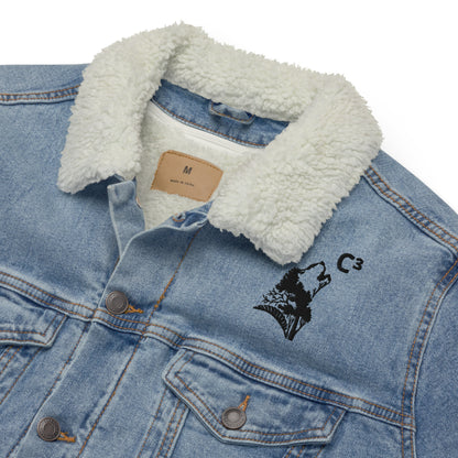 Unisex denim thick winter sherpa jacket (C³ and wolf embroidery )